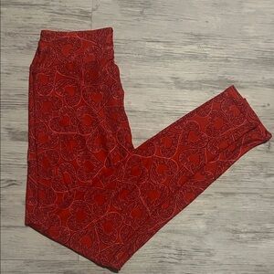 LuLaRoe Red Heart Pattern Leggings